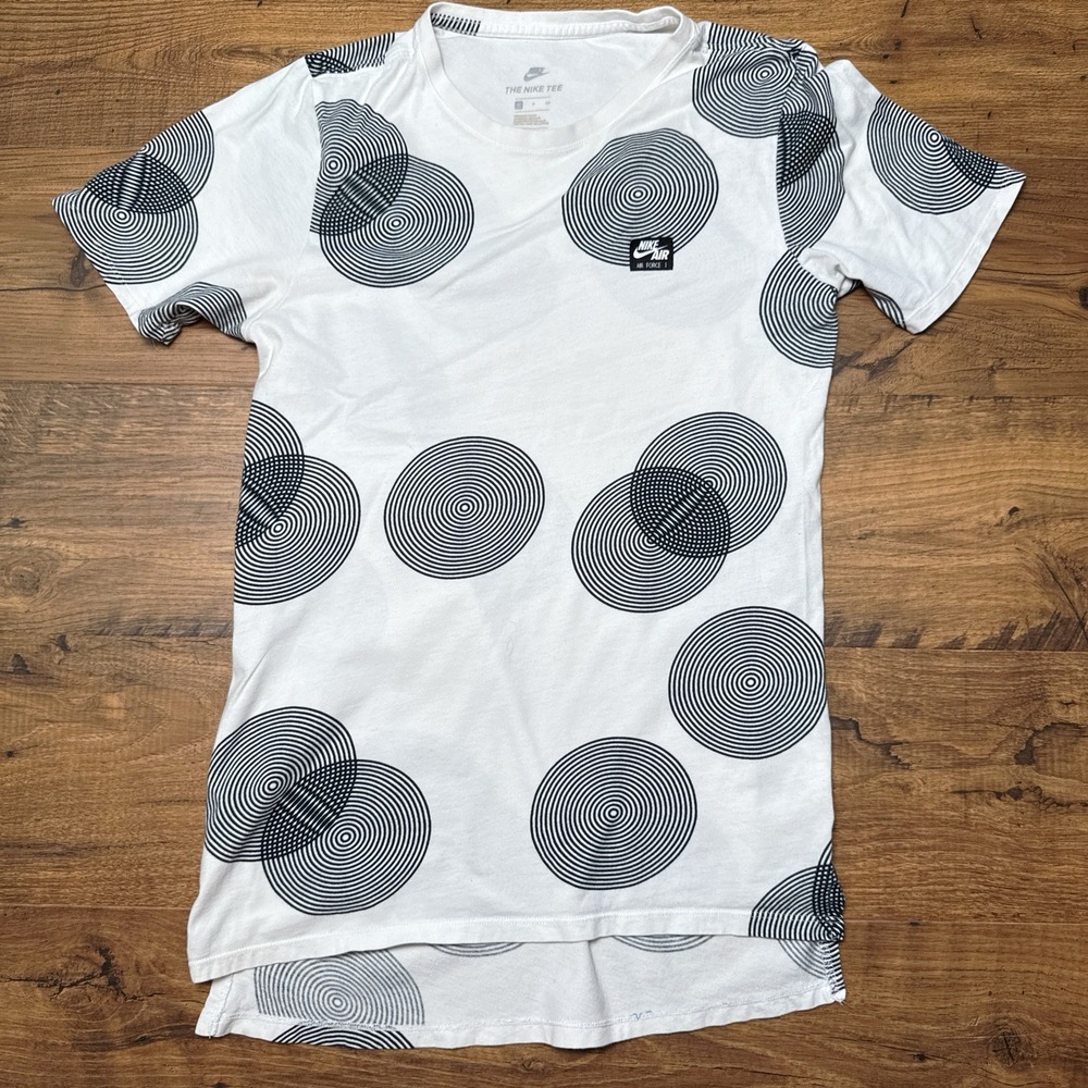 The‎ Nike Tee Women's Small White Air Force 1 AF1 Black Circles Swoosh T Shirt